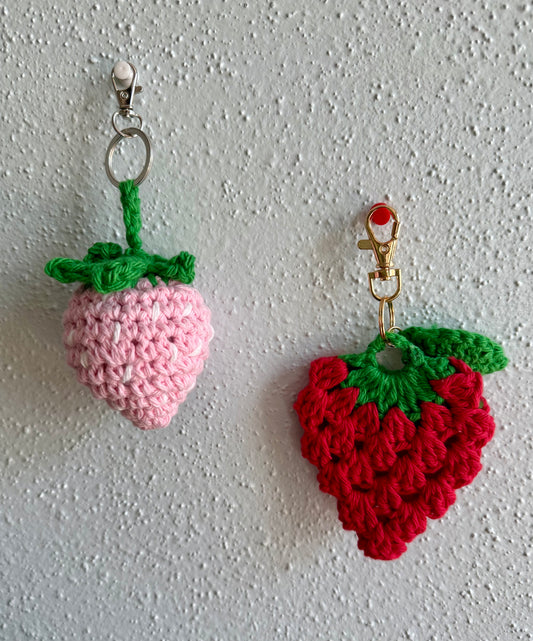 Crochet Strawberry Keychains