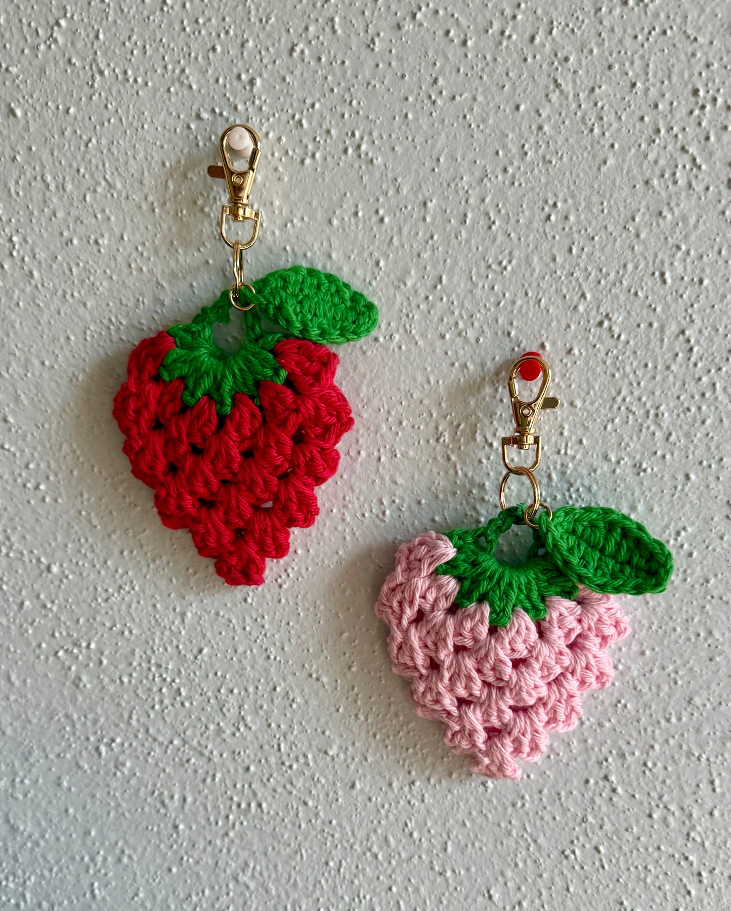 Crochet Strawberry Keychains